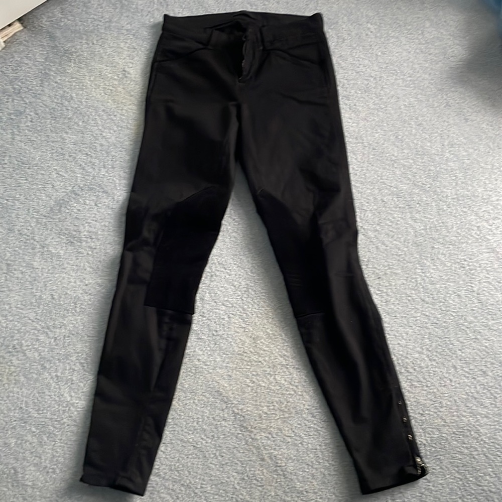 J brand black size 27 straight leg jeans with velvet and zippered bottom